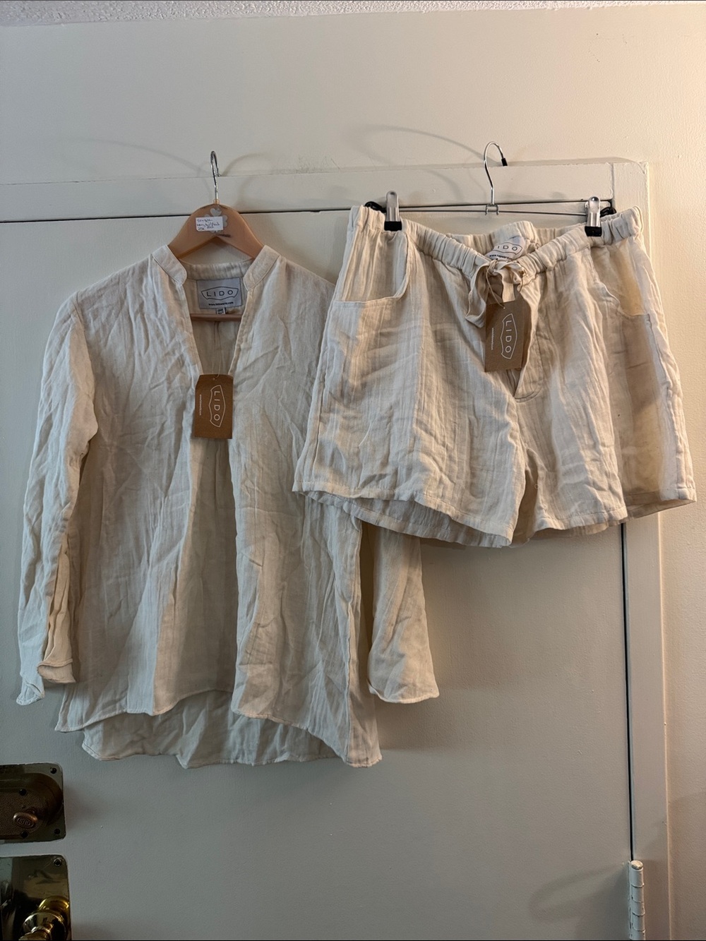 NWT Lido 2 piece Paros set Medium sizes 6-10 in oat 100% cotton